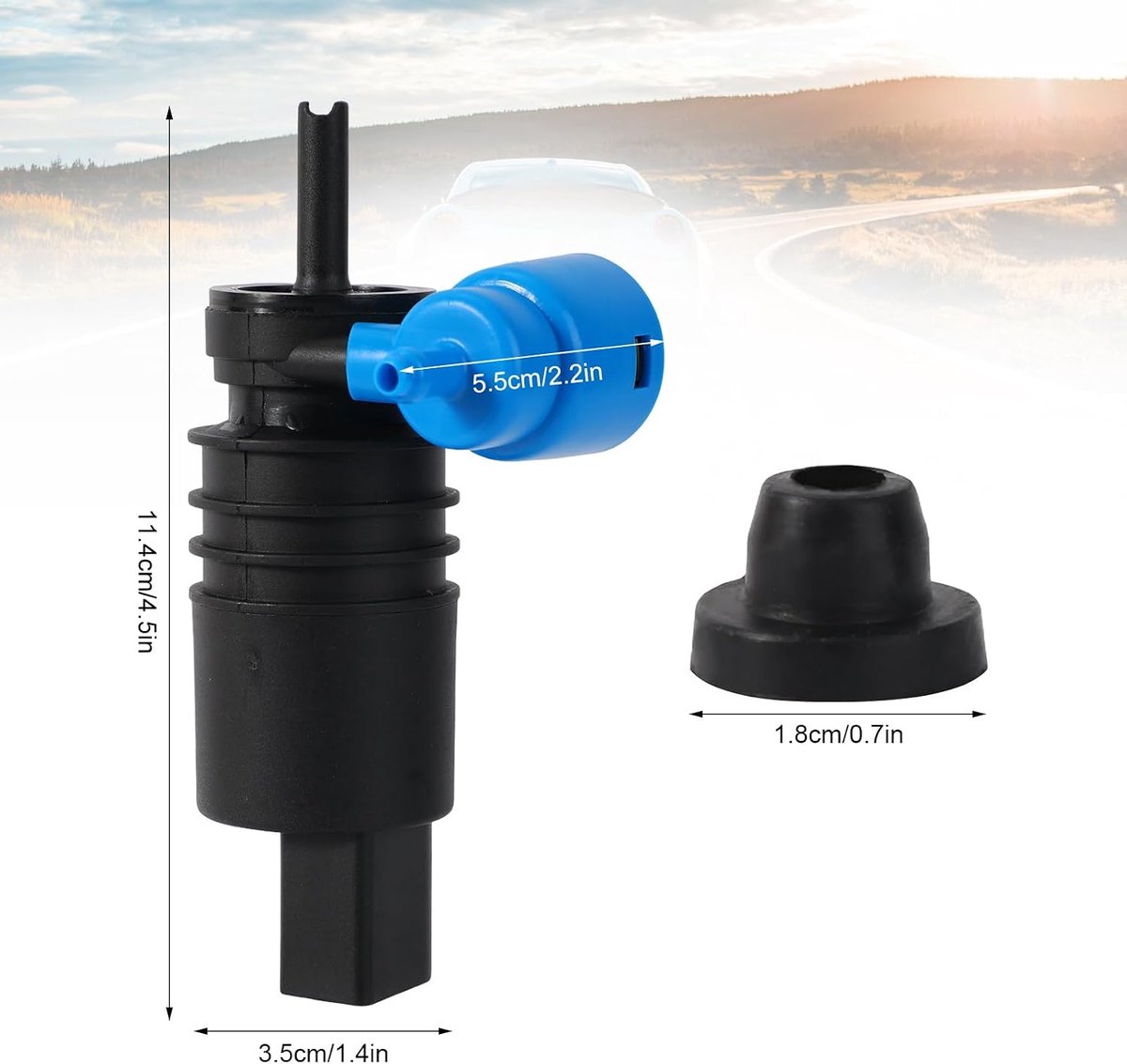 Ruitensproeiervloeistofpomp, Voorste Voorruit Sproeipomp Motor Vervanging met Rubberen Ring Ruitensproeiervloeistof Motor voor Auto Reinigingssysteem Vervangt 1J6955651 1K6955651 1T0955651A