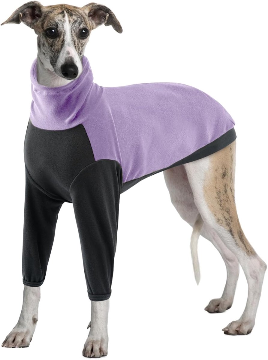 Fleeces voor windhonden, lichtgewicht windhond pyjama fleece Lurcher jas knuffelig om de kou buiten te houden (paars, XL)