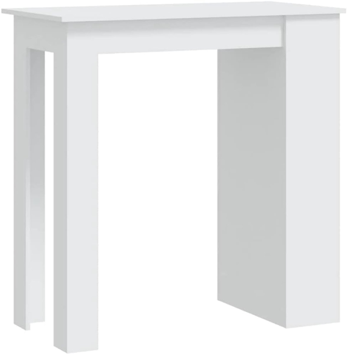 Staattafel met legplank, wit, 102 x 50 x 103,5 cm, houtmateriaal, bistrotafel met 3 planken voor kleine woningen, moderne bartafel voor keuken en eetkamer, stabiel en onderhoudsvriendelijk