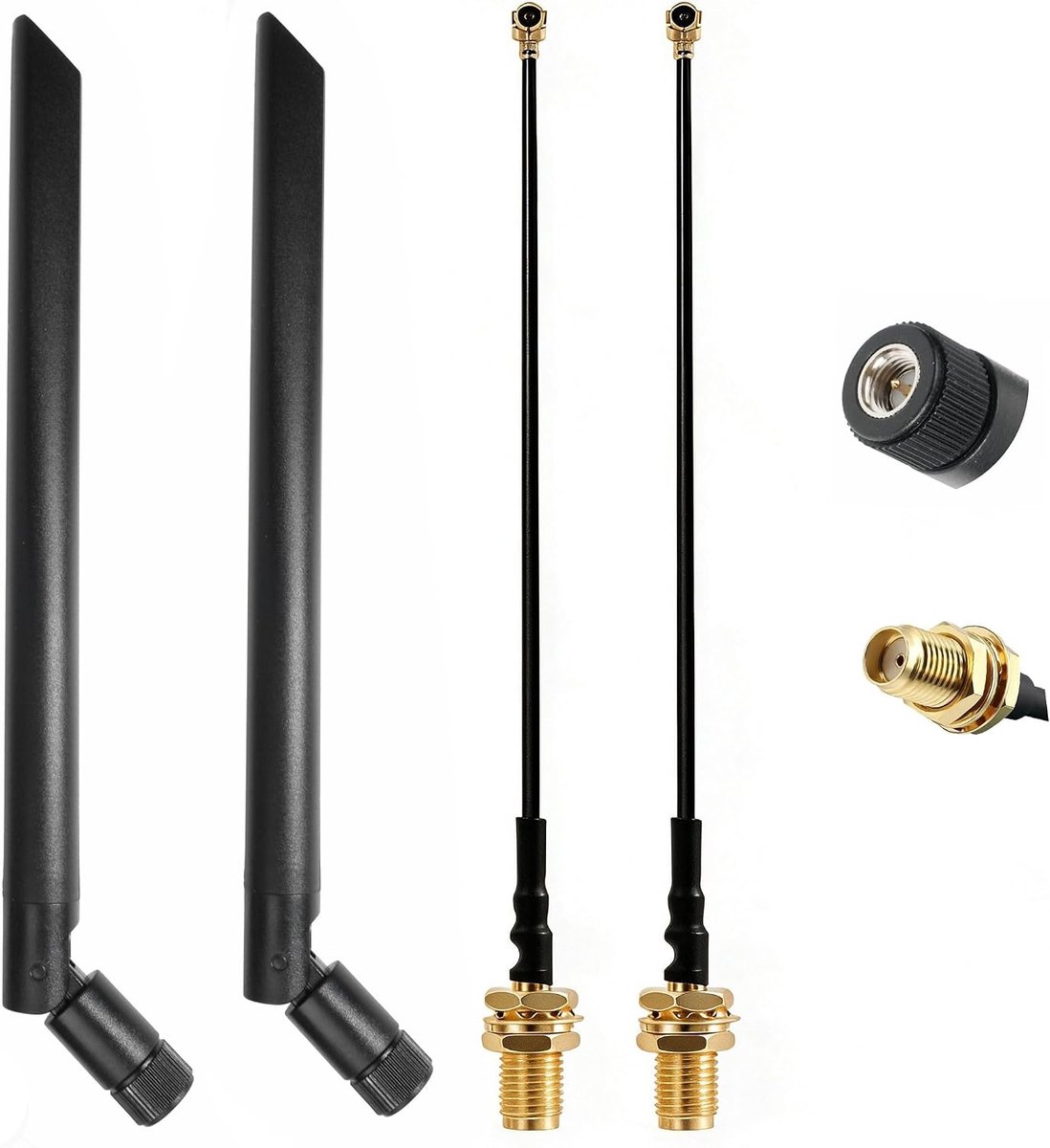 2 stuks Lora 868 MHz antenne met IPEX-SMA-kabel — versterking 5 dBi, SMamannelijk 195 mm, verlengkabel IPEX naar SMA vrouwelijk 17 cm, ideaal voor Meshtastic, ESP32, wifi-kaart voor pc en Lora