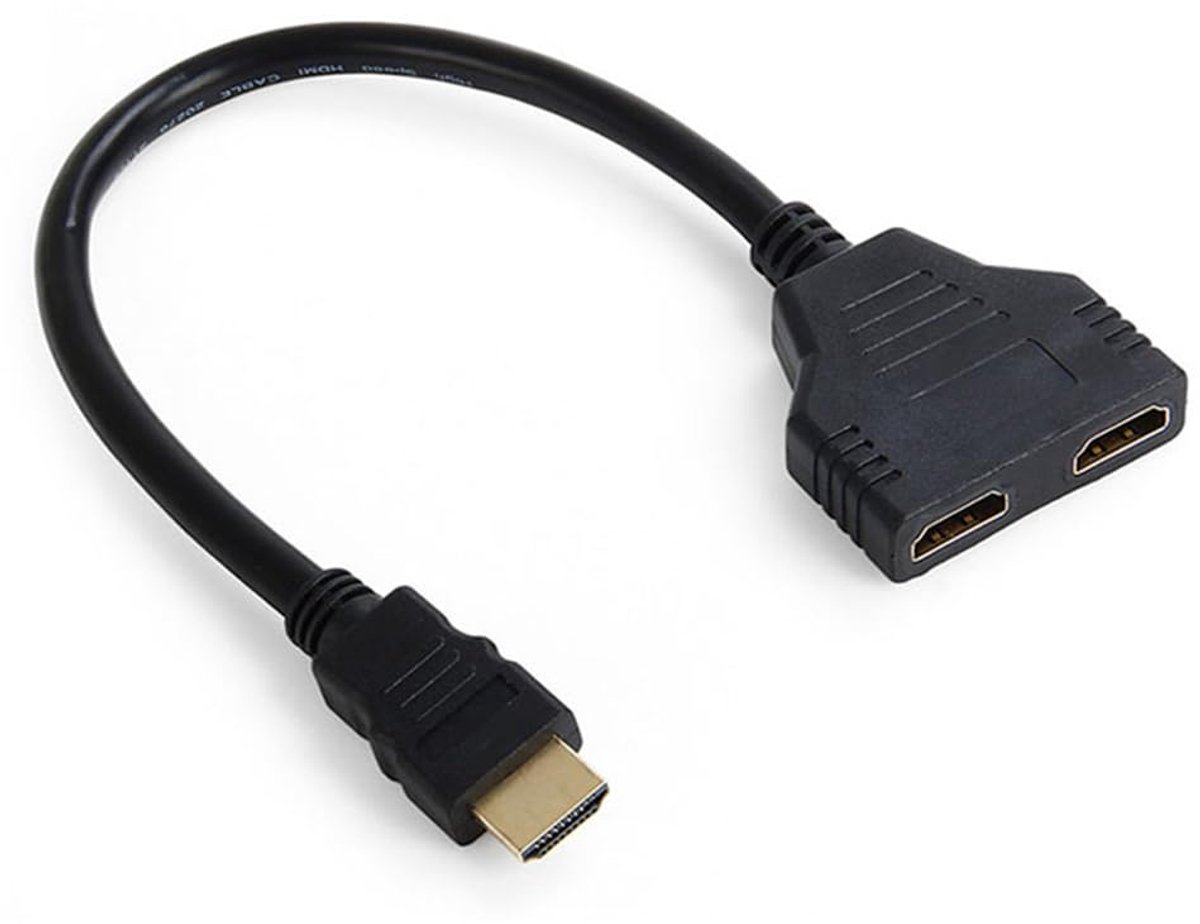 Xiwai HDMI 1 in 2 Out Splitter Adapterkabel, HDMI Mannelijk naar Dual Vrouwelijk 1 naar 2 Manier Schakelaar Verlengsnoer voor PC HDTV Laptop 1080P