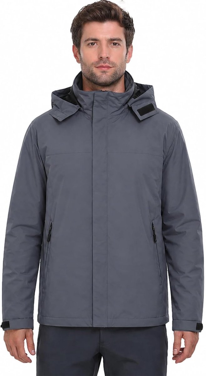 Waterdichte Jas Heren Lichtgewicht Trenchcoat Heren Waterdichte en Ademende Outdoorjas Met Afneembare Capuchon Geschikt Voor Wandelen en Kamperen