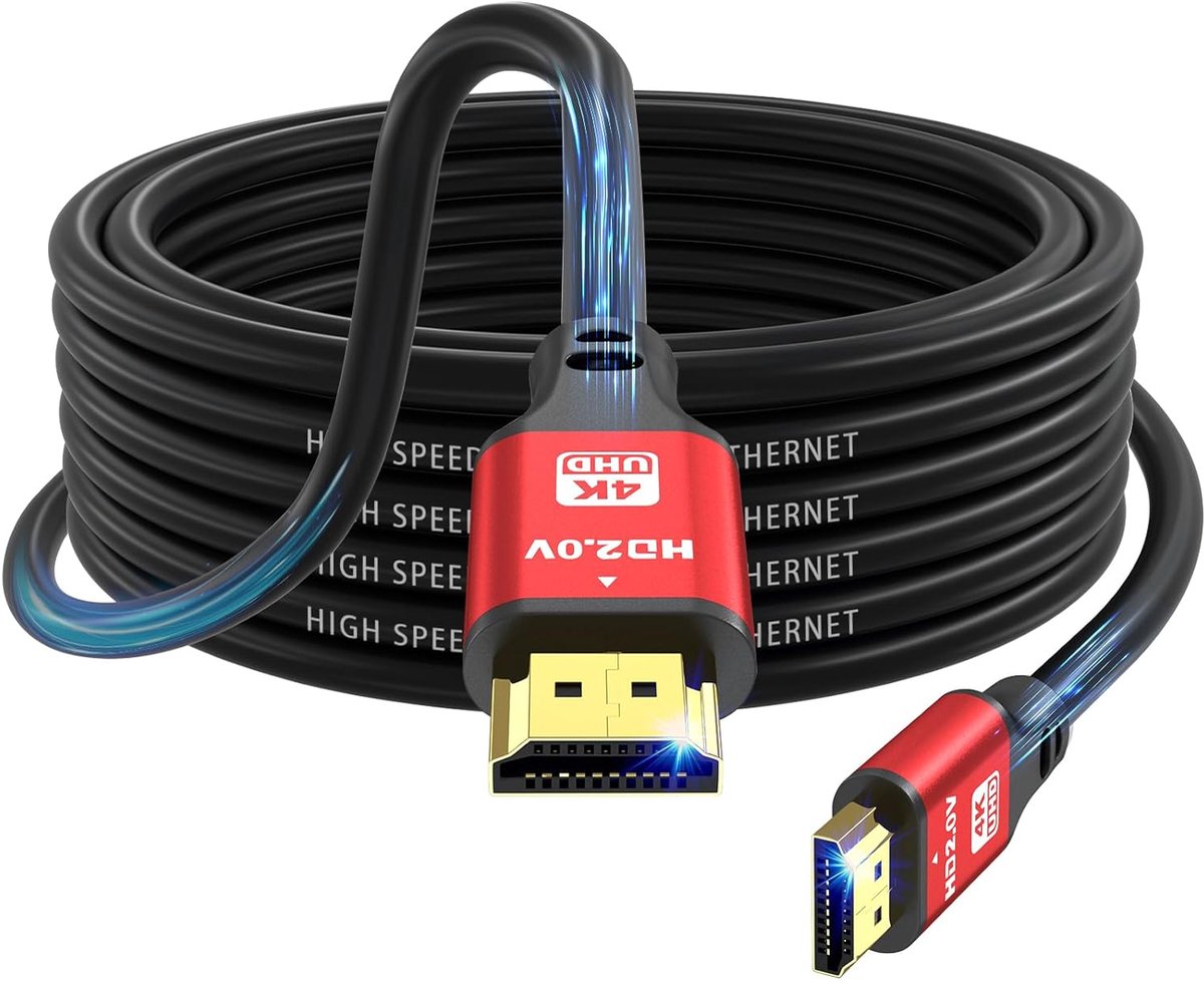 4K HDMI-kabel, 7 m, High Speed HDMI 2.0-kabel 4K @60Hz 18Gbps, Ultra HD, Ethernet Audio Return, Video 4K, 1080p, 3D, Arc, HDR compatibel met Xbox, PS5/PS4, HDTV, laptop enz. (rood)