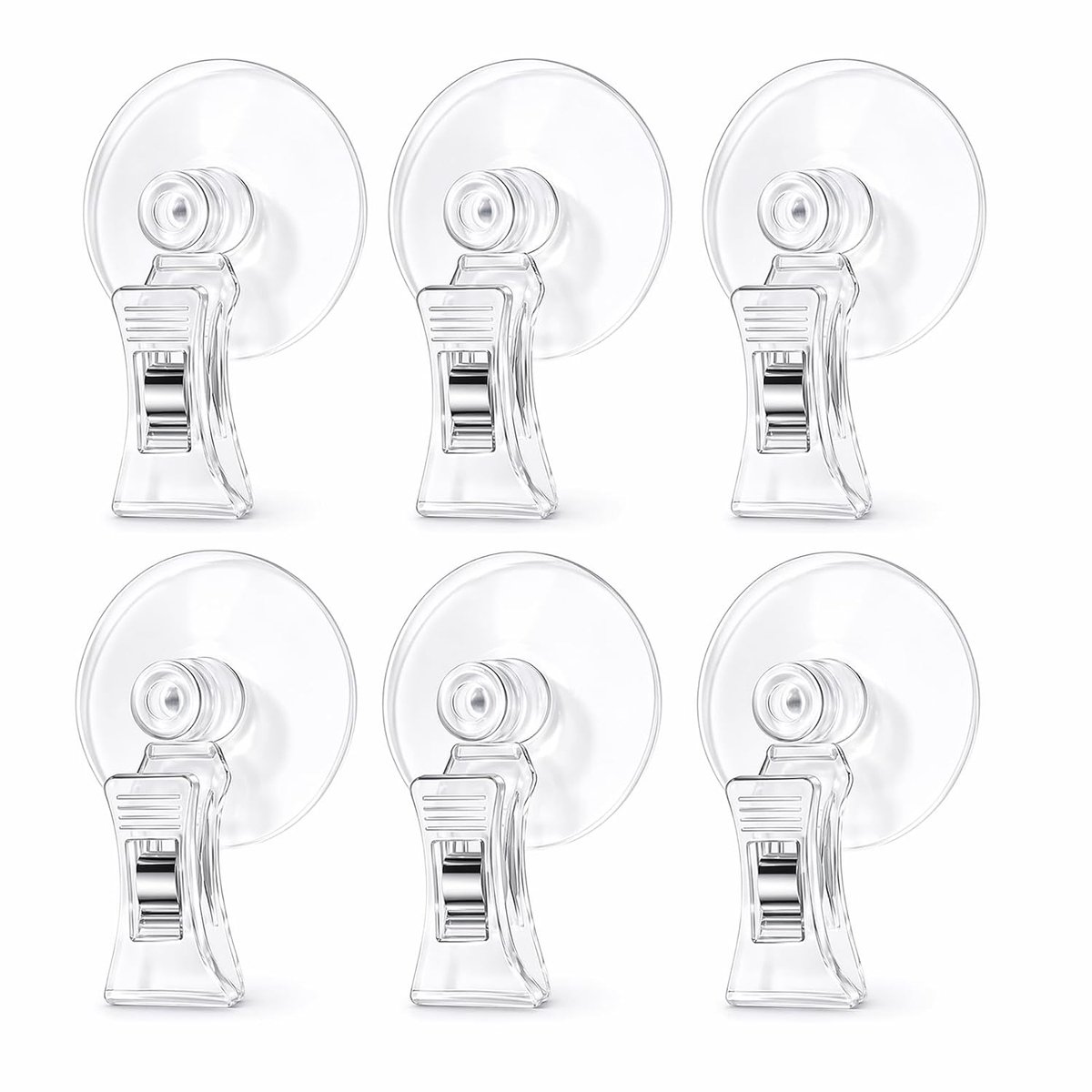 6 stuks zuignapklemmen, multifunctioneel, transparant, kunststof, transparante zuignap, afneembare houder voor glas, raam, aquarium, keuken, badkamer, vitrine en decoratie