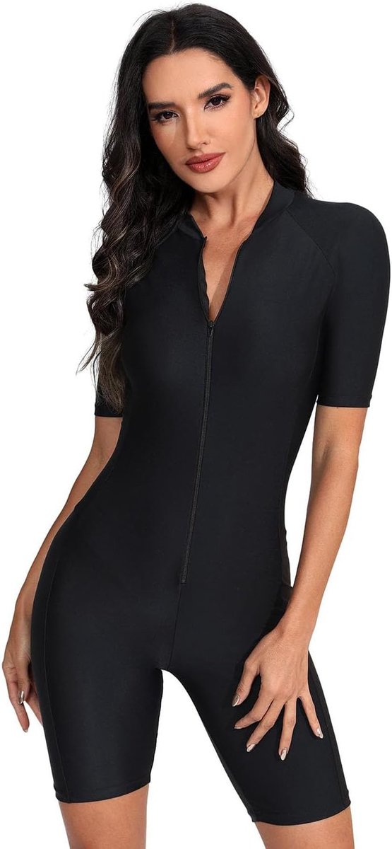 Badpak voor Dames met Mouwen,Badpak,Zwempak met Rits aan de Voorkant,Surfkleding,Duikpak,Huidbeschermers