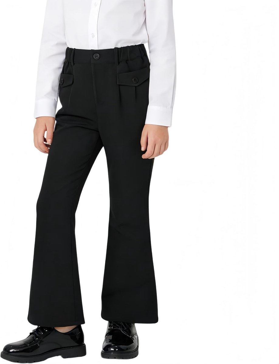 Formele uniformbroek voor meisjes, elastische tailleband, broekspijpen, elastisch, school