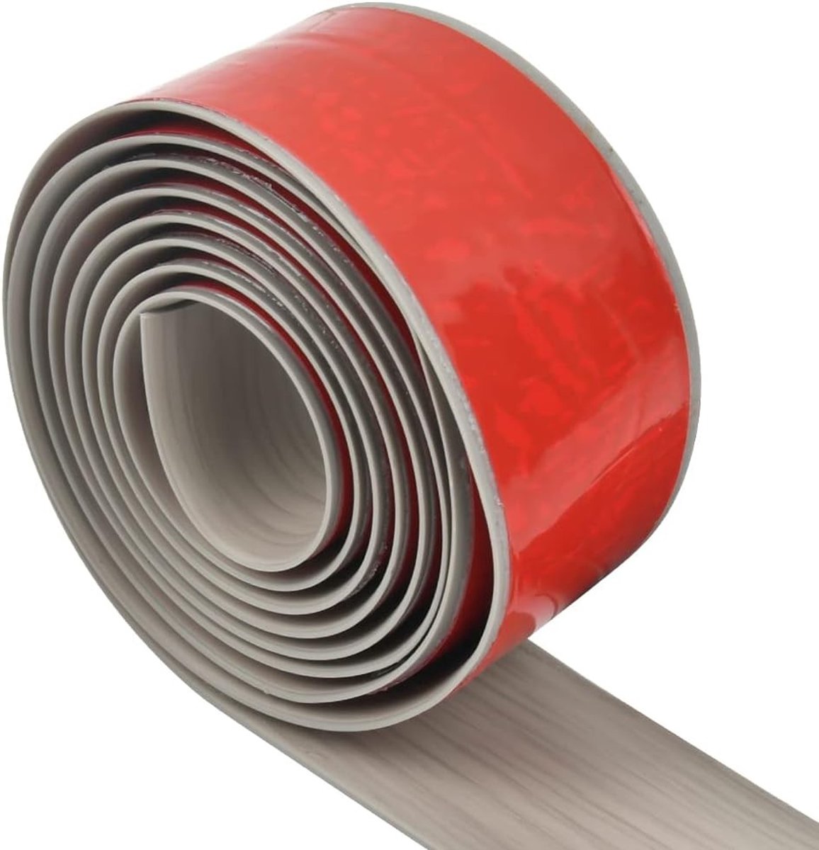 PVC Vloerovergangstrip 2m x 5cm, Grijze Houten Laminaat, Zelfklevende Deurverdeler voor Vloeren en Drempels