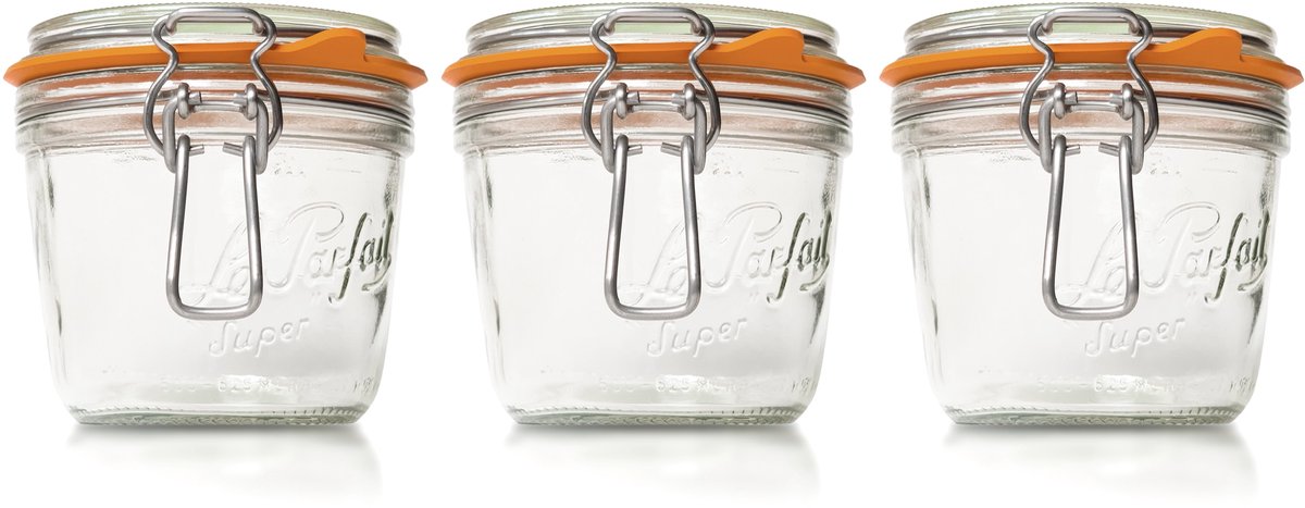 Le Parfait 500ml/gr Weckpotten Set (3x 500ml) | OP=OP VOORDEELSET | 3 Weckpotten van 500 ML | Premium A-kwaliteit | Robuust en Voedselveilig | Ideaal als voorraadpot, inmaakpot of conserveerpot | Made in France