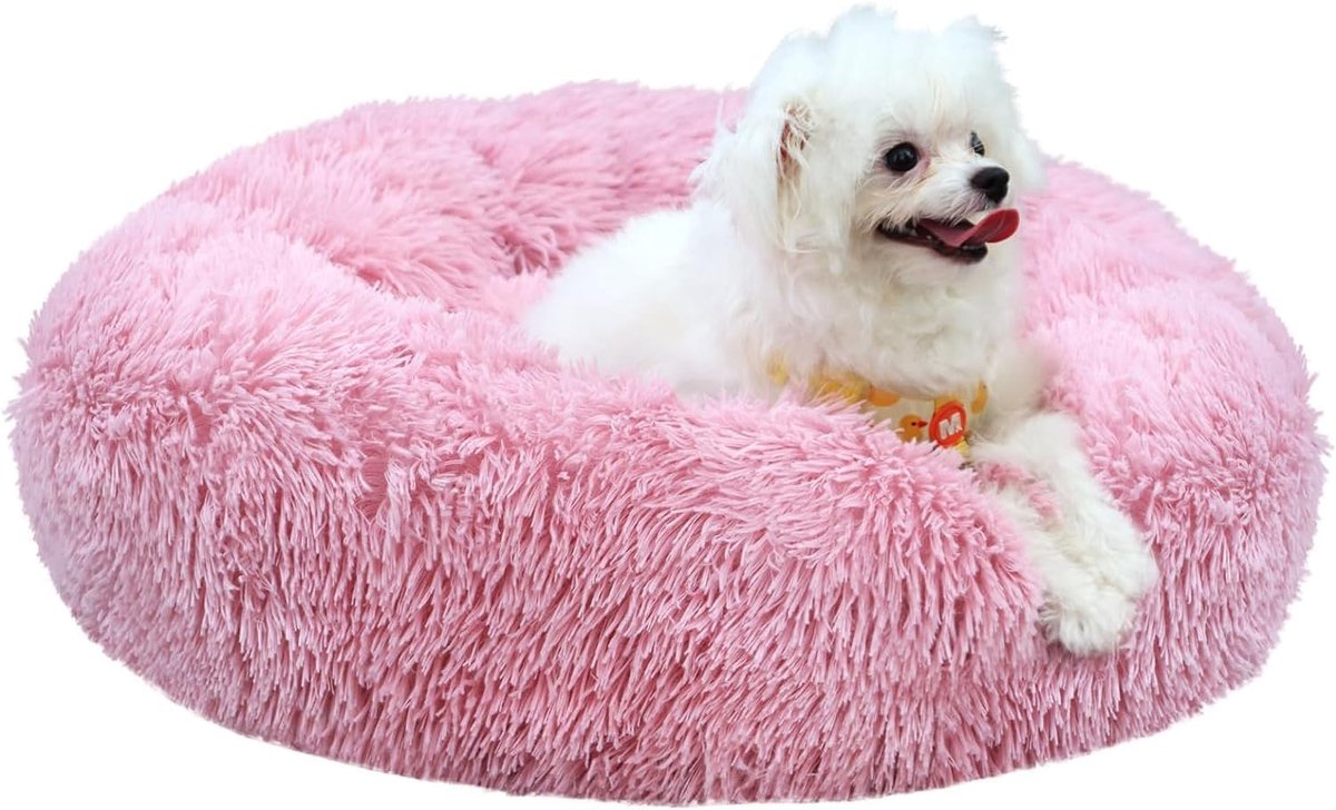 rond, 50 cm, pluche bed voor kittens en kleine honden, wasbaar