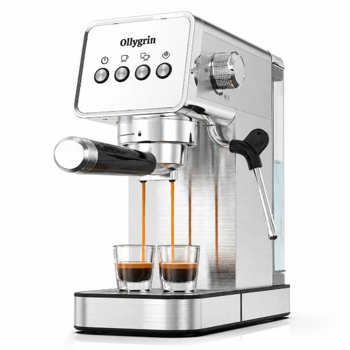 EM1502 20 bar espressomachine, professionele espressomachine met stoompijpje, espressomaker met afneembare waterreservoir & lekbak voor thuisgebruik