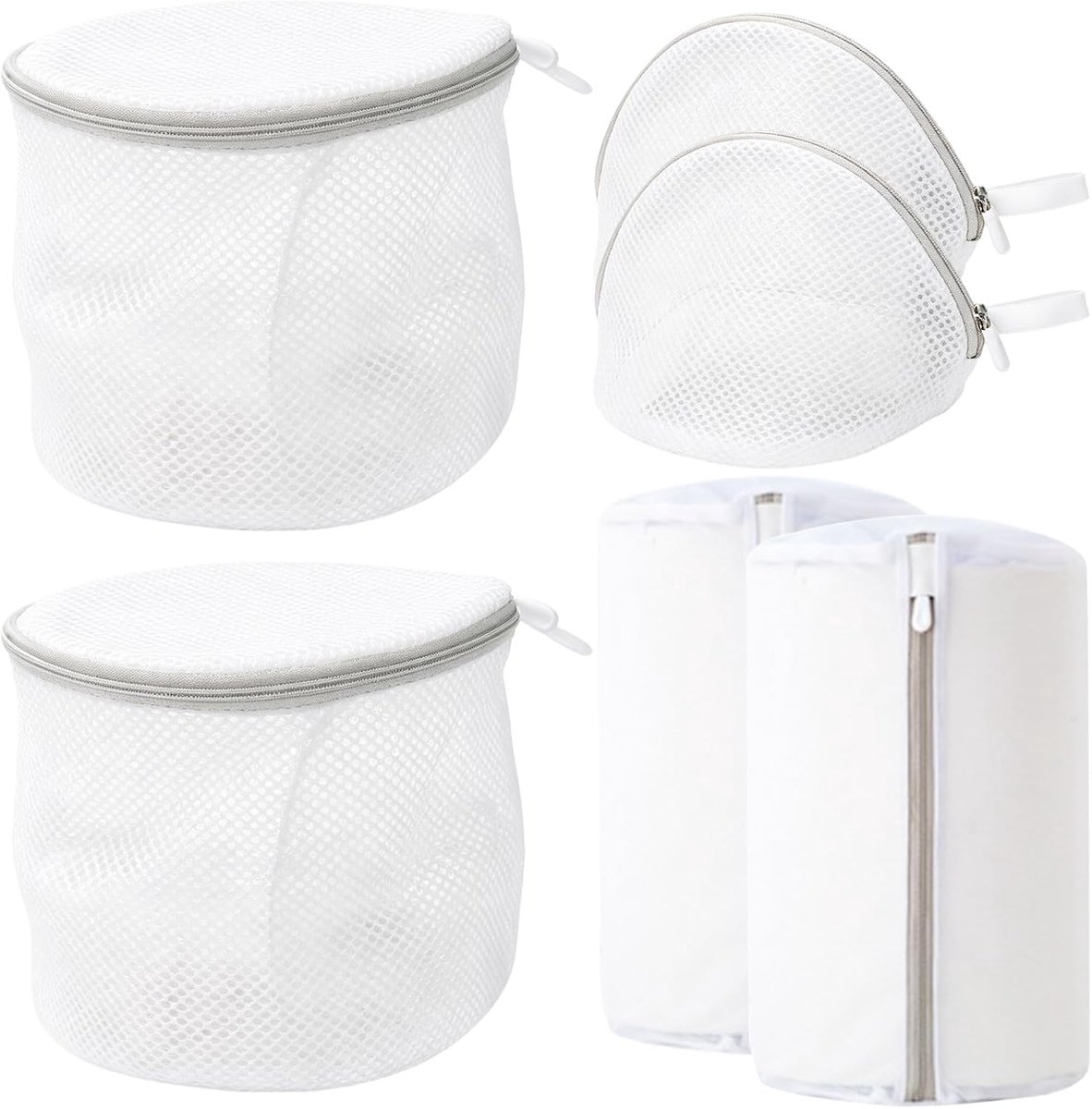 Waszak, 6 stuks, wasnet voor wasmachine, wasnet met ritssluiting, waszak, schoenwaszak voor ondergoed, schoenen en sokken
