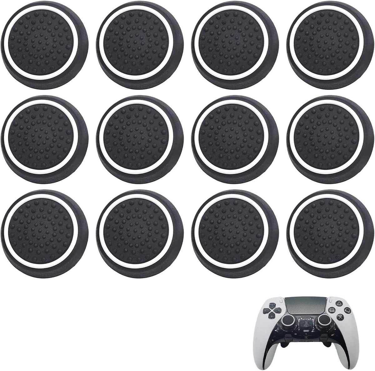 12 Stuks Silicone Thumb Grip Caps voor Joysticks, Anti-Fingerprint, Non-Slip en Anti-Scratch, Geschikt voor PS3/PS4/PS5/XBOXONE 360 Controllers