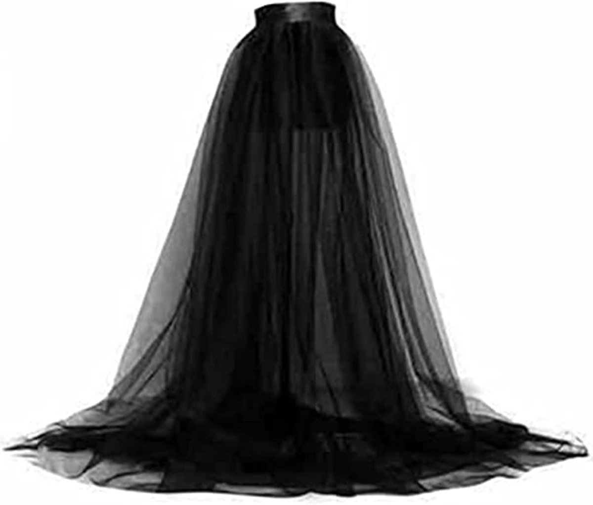 Rokken Bruiloft Feest Cocktail Prom Bandage Mesh Maxi Rok Gelaagde Overrok Overlay Lange Bruidsjurk, Zwart, One size