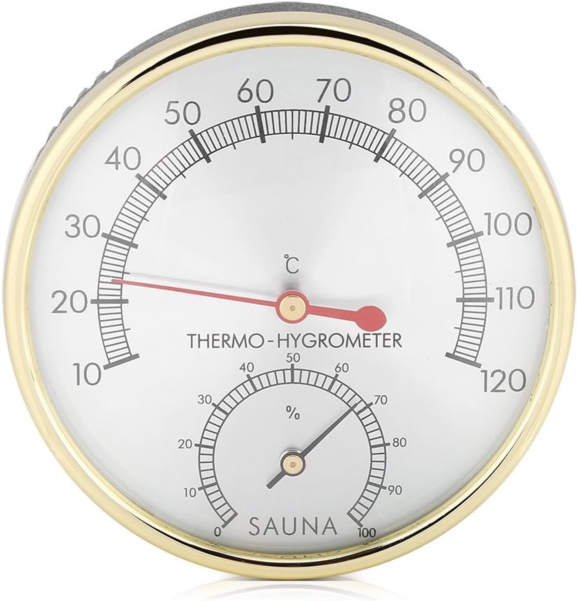 Hygrometer, Asixx Saunathermometer, Sauna Thermo-Hygrometer Metalen wijzerplaat Binnenthermometer Hygrometer Hygro-thermometer voor saunaruimte