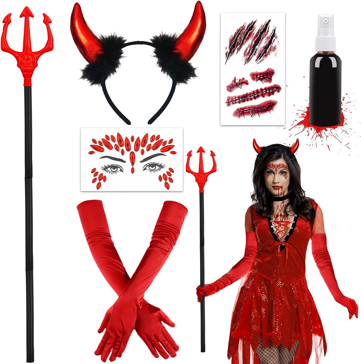 Kostuumset, carnavalskostuum, kostuumaccessoire, kostuum dames meisjes, voor carnaval, cosplay, party, kinderen, volwassenen