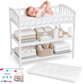 LittleLaughs Babyverschoontafel met Aankleedkussen & Veiligheidsgordel - Verschoontafel Baby - 92x48x93 cm - Babyverschoontafel met Ladekast - Luiertafel - Luierverschoontafel - Kleine Baby Commode - Babyverschoonstation - Changing Table