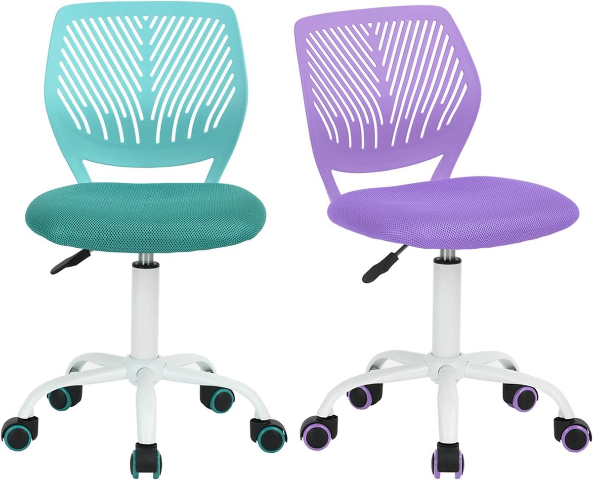 Bureaustoelen Verstelbare Draaibare Bureaustoel Stoel Stoel Ergonomische Taak Stoel Zonder Armsteun, Paars en Turquoise