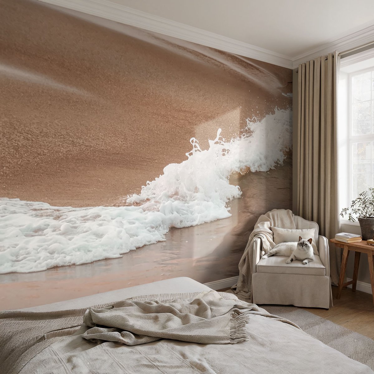 Coloray Vliesbehang - Wit Snellijm Behang - 104x70 cm - Zeebries Muurschildering - Slaapkamer behang Landschappen - Fotobehang Vlies - Gang behang