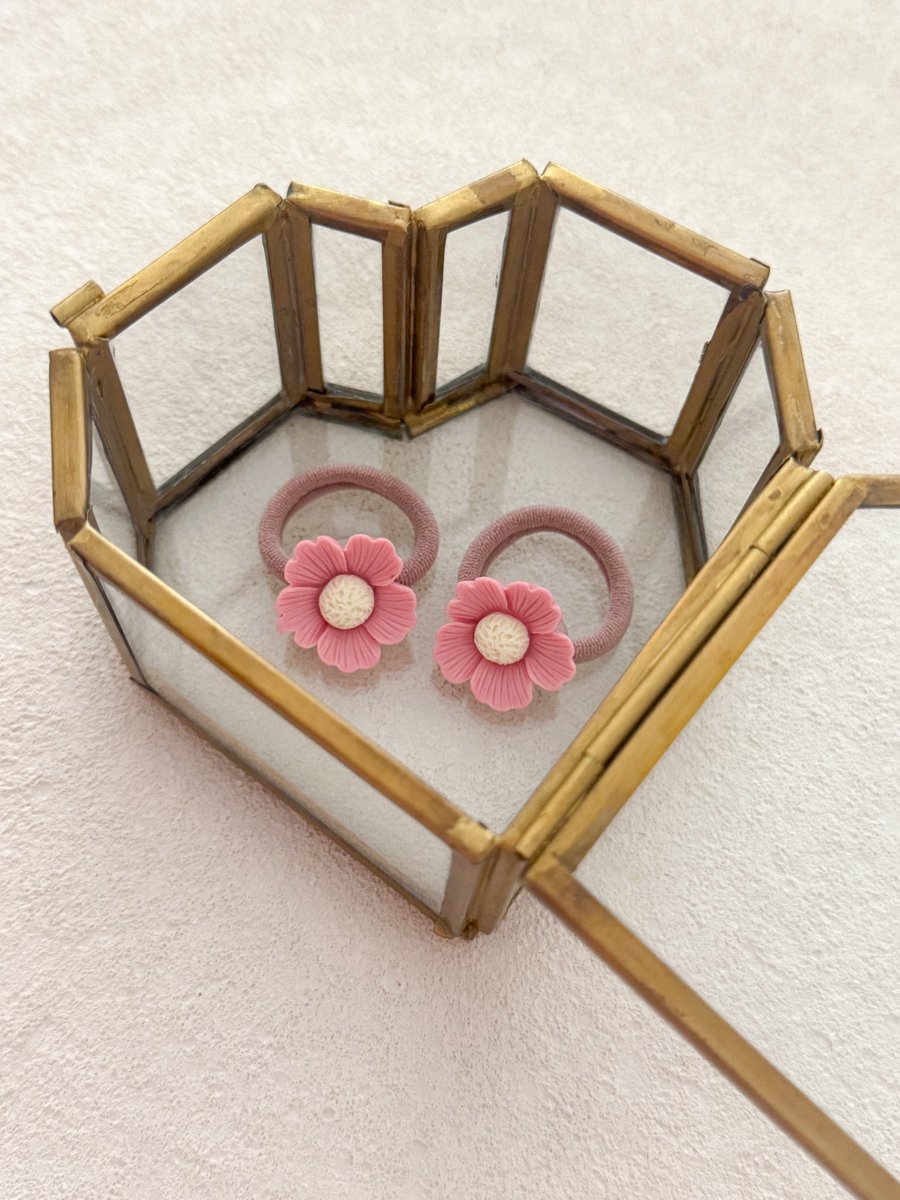 Haarelastiek Flowerly - Oud Roze - Haarelastiekje - Haarelastiekjes voor Meisjes & Kinderen - Bloem - Haarelastiekjes voor Peuters & Kleuters - Verjaardagscadeau