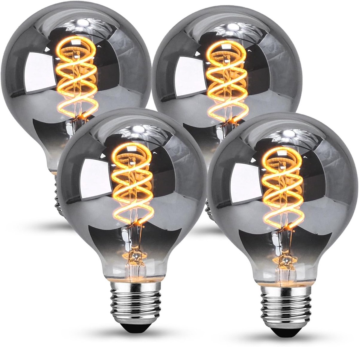 Vintage Gloeilamp E27, E27 Led Lamp Dimbaar G80 4W Gloeilamp Ideaal voor nostalgische en retro verlichting in de thuiscafé-bar, gerookt glas - 4 stuks(ZT)