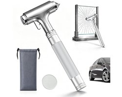 Noodhamer Auto - Veiligheidshamer met Ruitbreker en Gordelsnijder - Compacte Metalen Auto Noodtool met Opbergtas