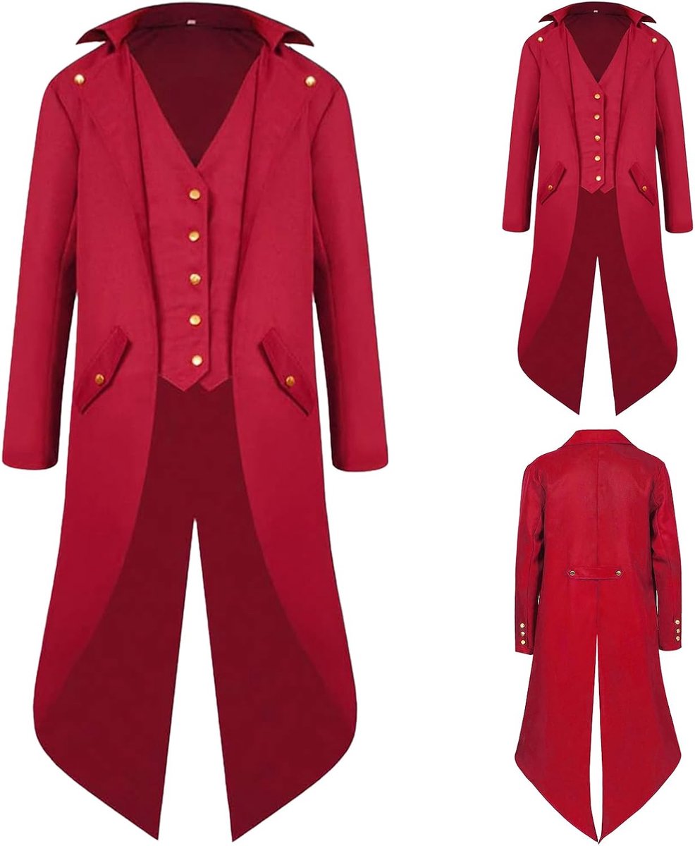 kostuum voor heren, gothic, middeleeuwse Victoriaanse herenjas, voor carnaval, Halloween, cosplay kostuum