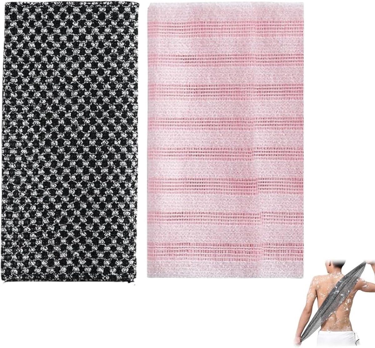Japanse badhanddoek, 2 stuks, lange rechthoekige douchehanddoek, Japanse lichaamshanddoek, nylon douchehanddoeken voor dames en heren voor een grondige reiniging