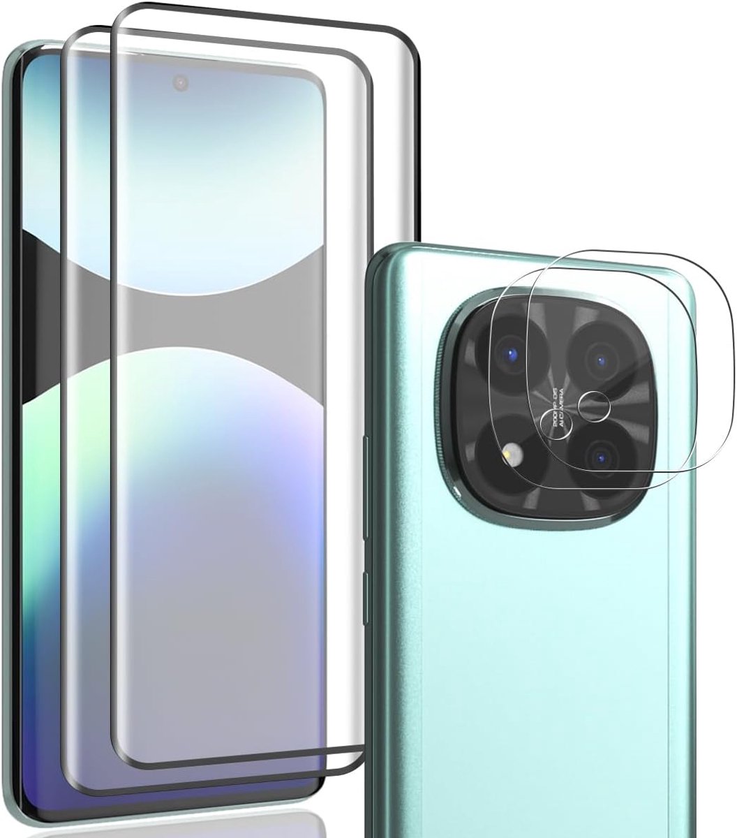 Beschermfolie voor Xiaomi Redmi Note 14 Pro Plus 5G, 2 Stuks Screen Protector voor Pantserglas met 2 Stuks Camerabescherming, HD Anti-kras Folie, 9H Hardheid Displaybescherming