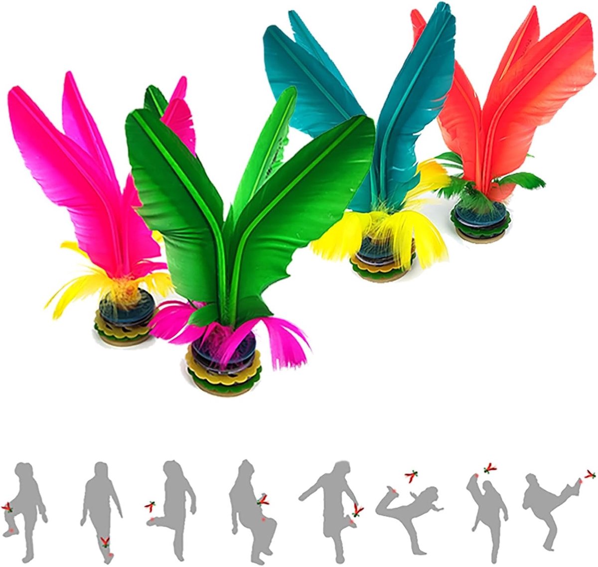 Shuttle, voet Shuttle, Chinese Jianzi, Veer Voetbal gemonteerd, Kleurrijke Feather Kicking Shuttle voor Voetoefening Sport Game, kick veer bal buiten of binnen