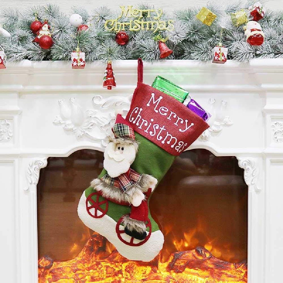 "CHristmas Stocking Gift Bag Kerstversieringen Kerstsok Set Kersthanger Gift Bag Candy Bag Sokken Ornamenten 46 * 28cm/sneeuwman