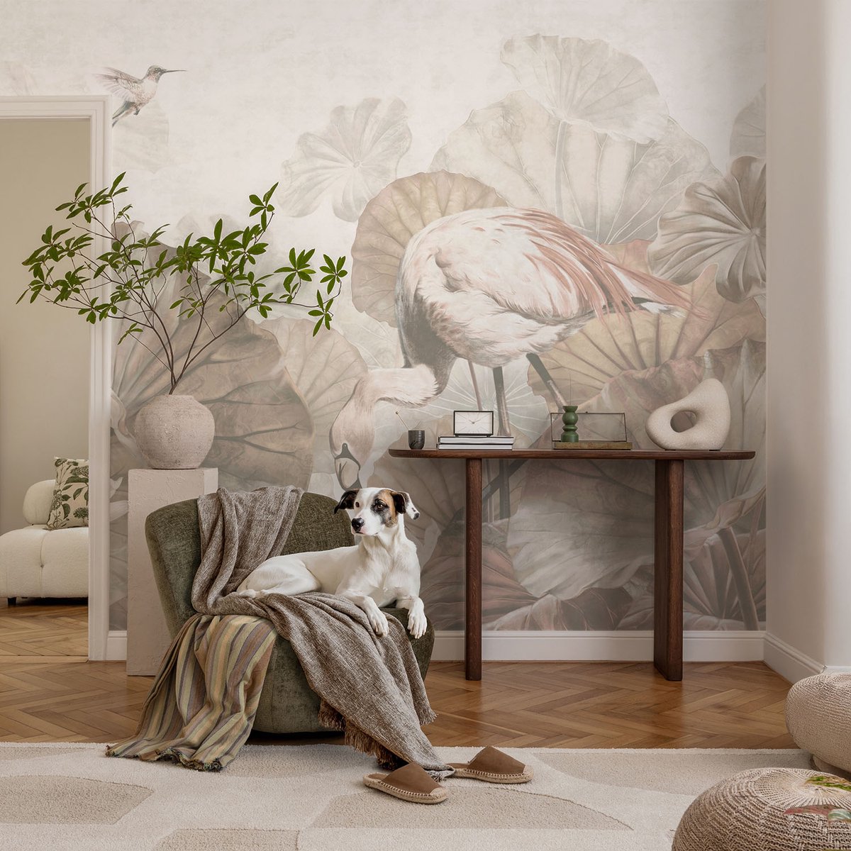 Coloray Vliesbehang - Beige Snellijm Behang - 104x70 cm - Elegante Natuur Fotobehang Vlies - Woonkamer behang Landschappen - Muurschildering - Woonkamer behang