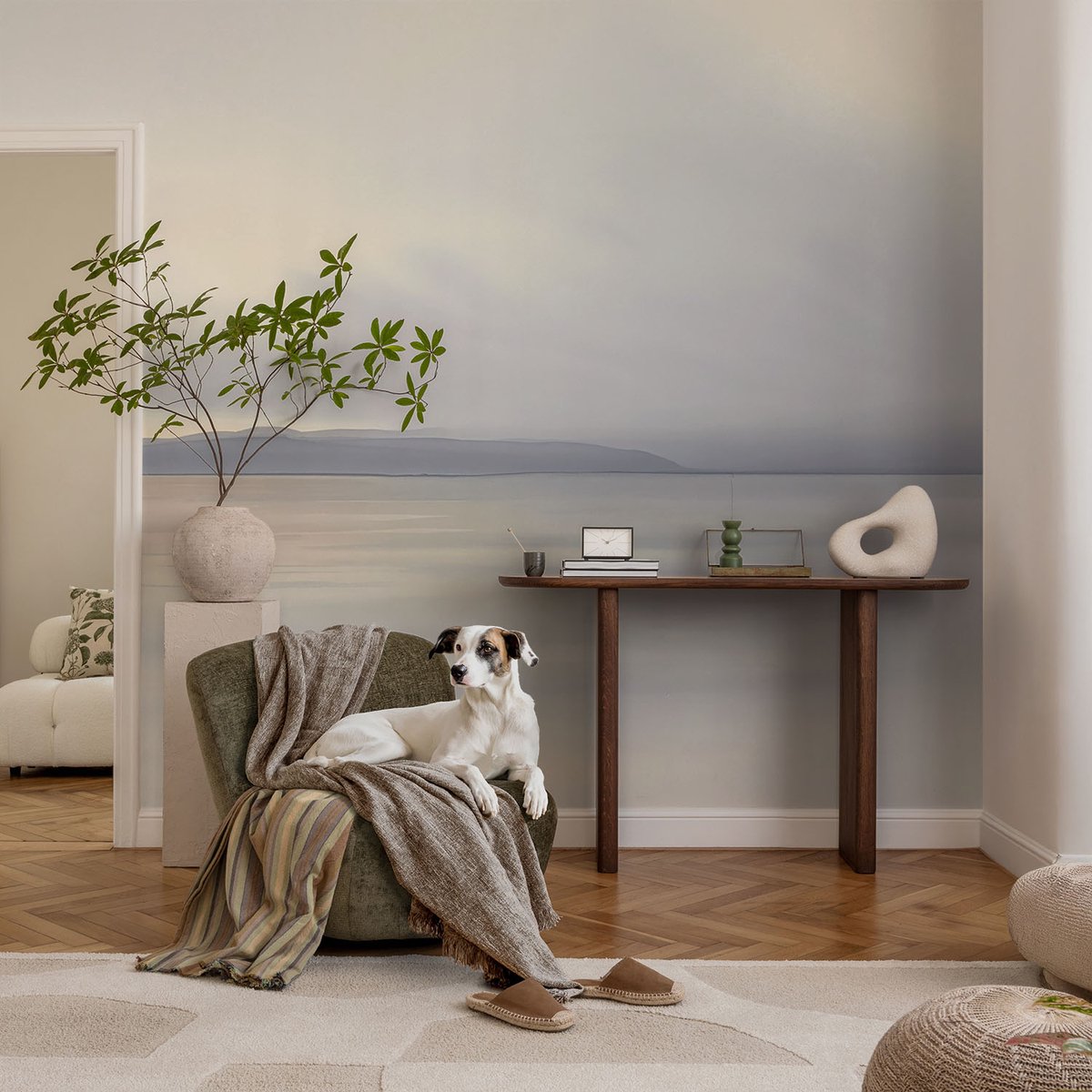 Coloray Vliesbehang - Grijs Snellijm Behang - 104x70 cm - Harmonieuze Landschap Muurschildering - Slaapkamer behang Landschappen - Fotobehang Vlies - Gang behang