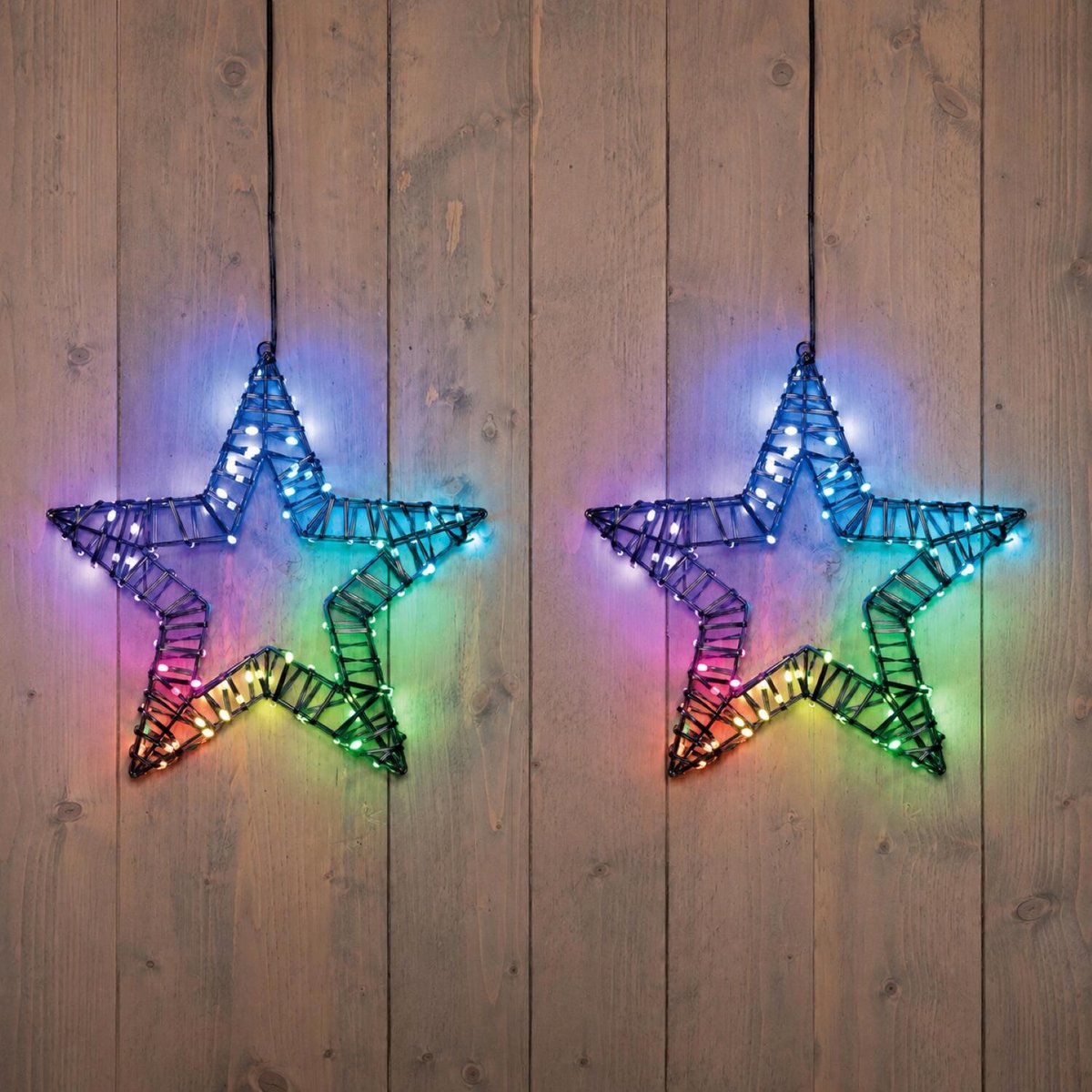 Anna's Collection Verlichte ster - 2x - 220 led lampjes - gekleurd - 56 cm - color changing effect