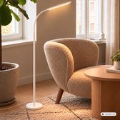 BRILONER Mura – LED Vloerlamp – dimbaar – 6W – 600lm – touchbediening – zwenkbaar – wit – moderne leeslamp