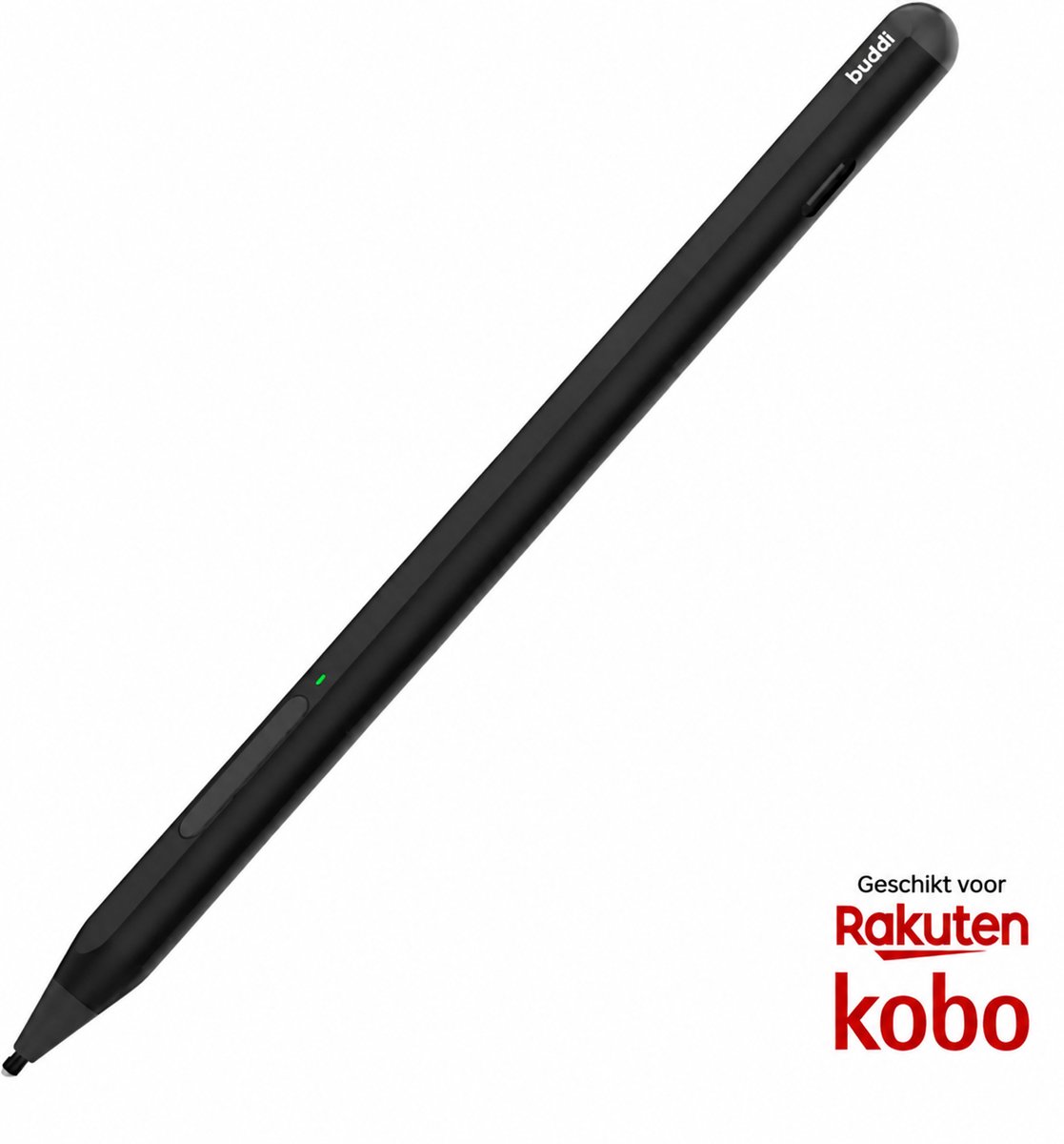 Buddi Aide 2 Stylus Pen voor Kobo met Gum / Markeer Functie - Geschikt voor Kobo Libra Colour, Kobo Sage, Kobo Elipsa en Kobo Elipsa 2E - Oplaadbaar - Met Magneet - USB-C - 2x Extra Tip - Zwart