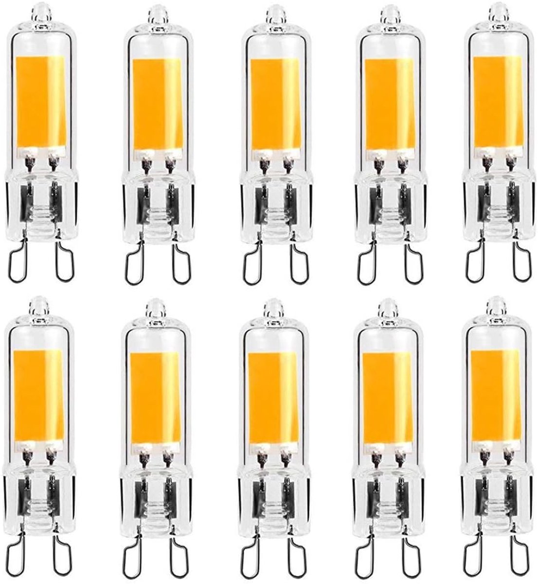 G9 2W LED COB lamp 250LM, AC220-240V, Warm Wit 3000K, energiebesparende lamp CRI80, volledig glas, 25W halogeenlamp equivalent, 360° stralingshoek, 10 verpakkingen