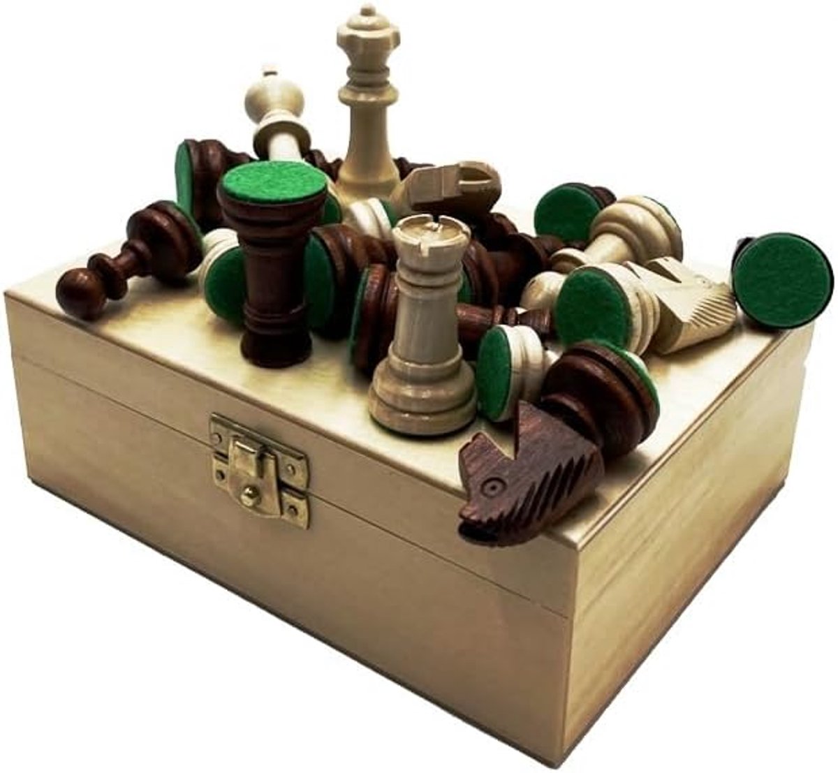 Schaakspel - Toernooi Staunton 4 - Inklapbare Kist | 21 x 15 x 8 cm | van hout & 32 schaakfiguren Staunton 4 - Chess Set