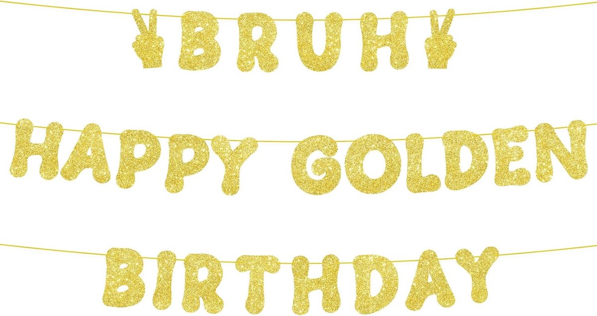 Gelukkige Verjaardag Banner, Voorgemonteerd Glitterbord Happy Golden Birthday voor Vrouwen Mannen Meisjes en Jongens Gouden Feestdecoraties