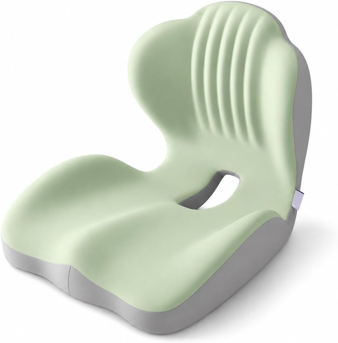 Gloovon® Orthopedisch zitkussen – Verlicht rug- en stuitbeenpijn – Geschikt voor gebruik op kantoor, in de auto en thuis – Traagschuim – 44 x 40 x 37 cm – Grijsgroen