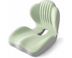 Gloovon® Orthopedisch zitkussen – Verlicht rug- en stuitbeenpijn – Geschikt voor gebruik op kantoor, in de auto en thuis – Traagschuim – 44 x 40 x 37 cm – Grijsgroen