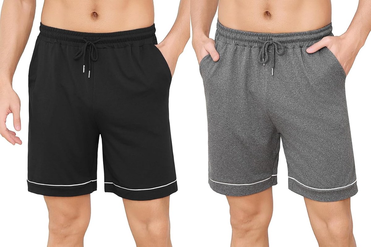 Pyjamabroek voor Heren, Korte Pyjamabroek, Katoen, Korte Slaapbroek, Effen, Mannen, Zomer, Nachtkleding, Huisbroek, Vrijetijdsbroek, Yogabroek met Zakken