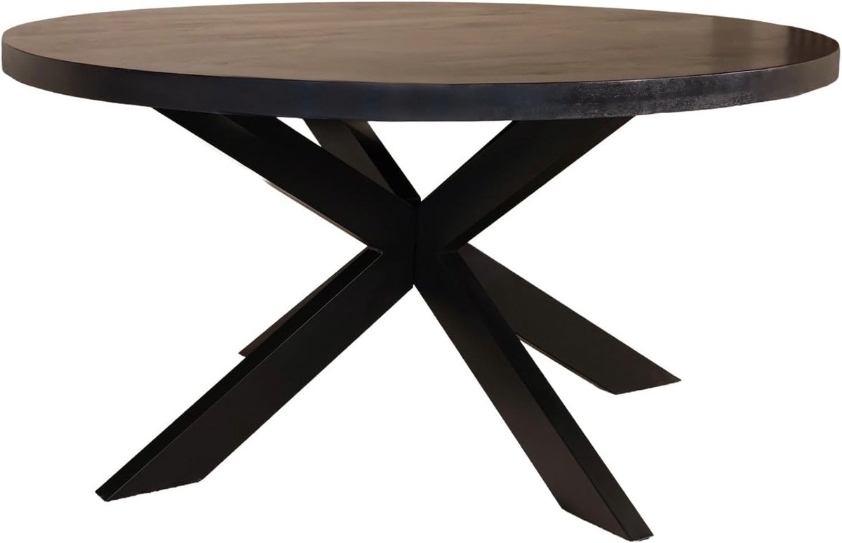 Eettafel Jones rond 150cm zwart duurzaam mangohout ronde tafel