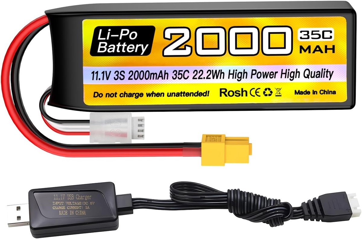 3S Lipo Batterij 11.1V 2000mAh 35C XT60 Stekker met USB Oplaadkabel voor Auto Truck RC Boot RC Quadcopter FPV Drone Batterij