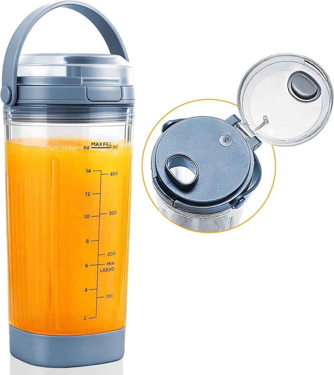 18oz Blender Tumbler met drink- en afdichtingsdeksel, compatibel met Ninja BC100 en BC151-serie, Ninja Blender vervangende onderdelen (blauw)