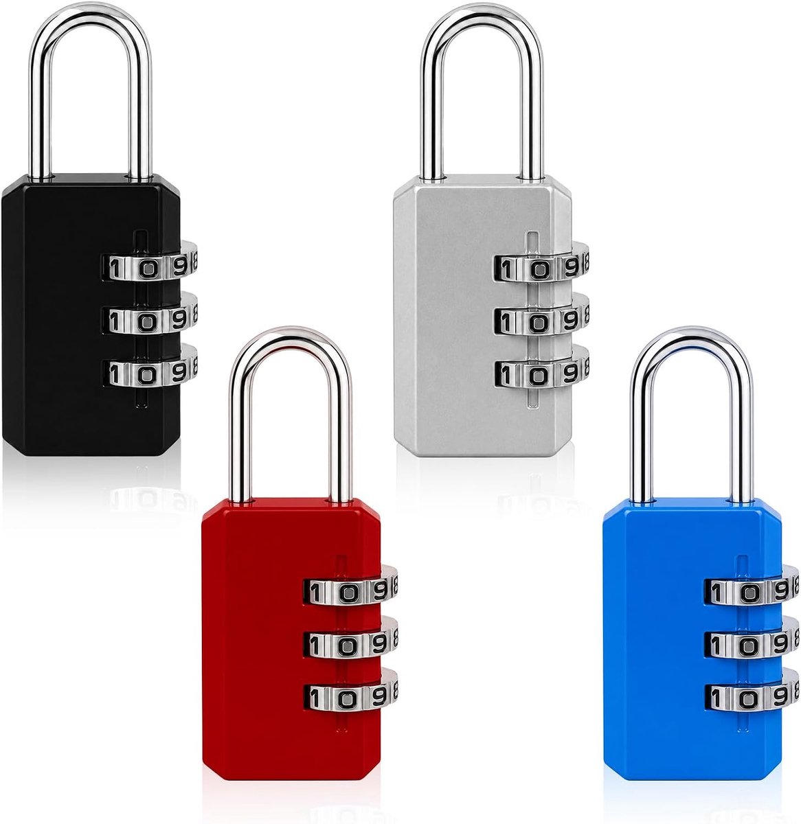 4 stuks combinatiesloten, hangsloten met code, mini code hangslot, cijfersloten, klein hangslot met combinatie (zwart)