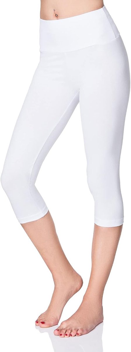 Dameslegging, 3/4-model, van katoen, hoge taille, cropped, met buikcontrole, yogabroek voor dames, geschikt voor sport, workout, fitness, activewear