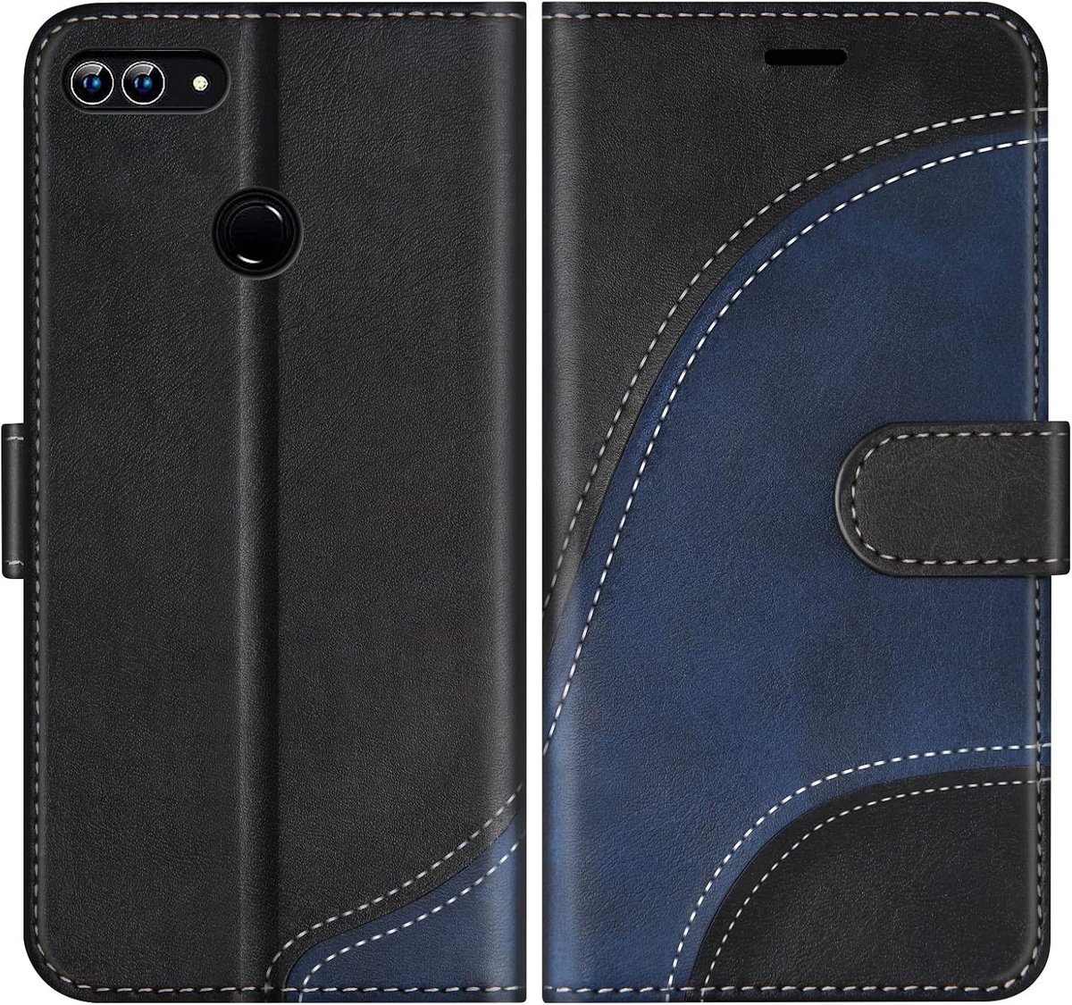 Hoesje voor Huawei P Smart 2018 / Enjoy 7S / Honor 9 Lite, PU Lederen Bookcase Portemonnee Beschermhoes Telefoonhoesjes, Flip Case Beschermhoesje voor Huawei P Smart 2018, Zwart
