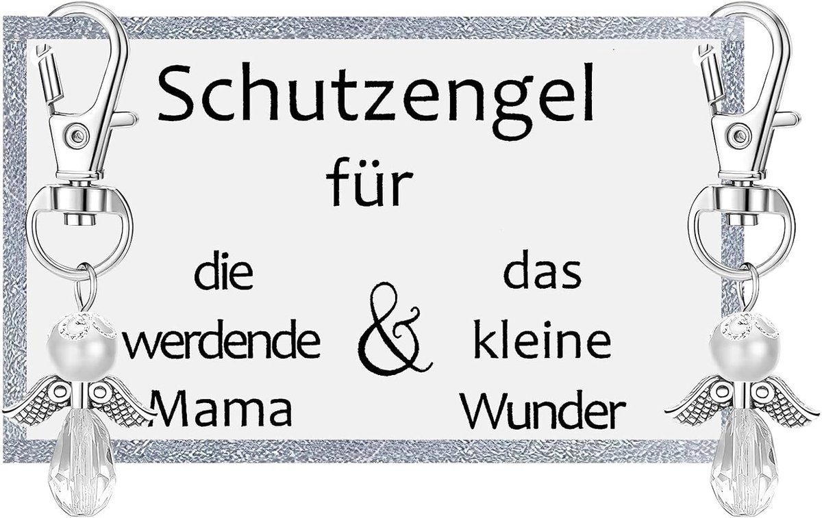 Sleutelhanger met beschermengel, sleutelhanger voor mama, aanstaande mama, cadeau voor babyshower, geluksbrenger, cadeaus voor aanstaande moeders en kleine wonderen, 8,8 x 5,2 cm, zoals