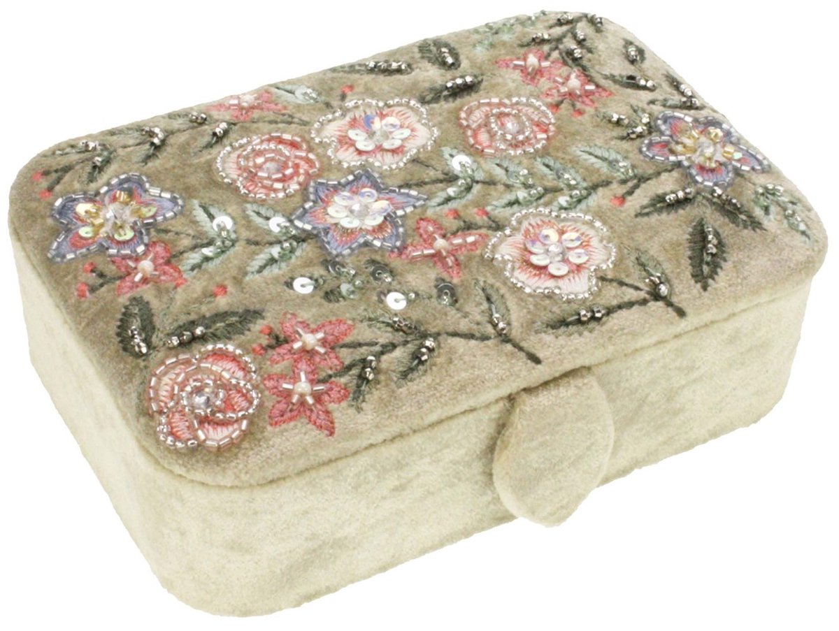 Sieradendoos Bloemen, roze 16x11x5cm