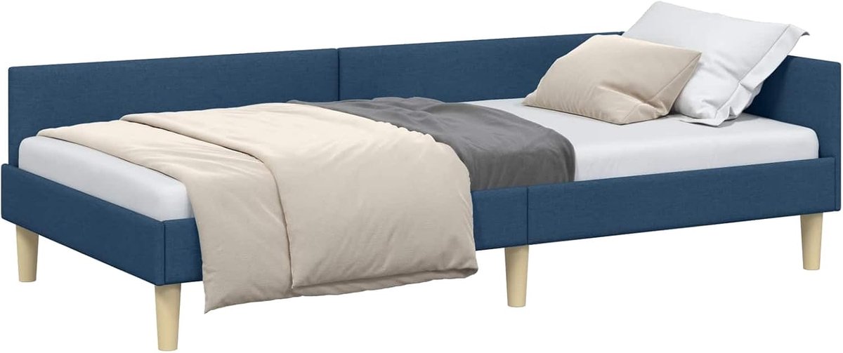Hoekbank voor bed, blauw, 100 x 200 cm, stof